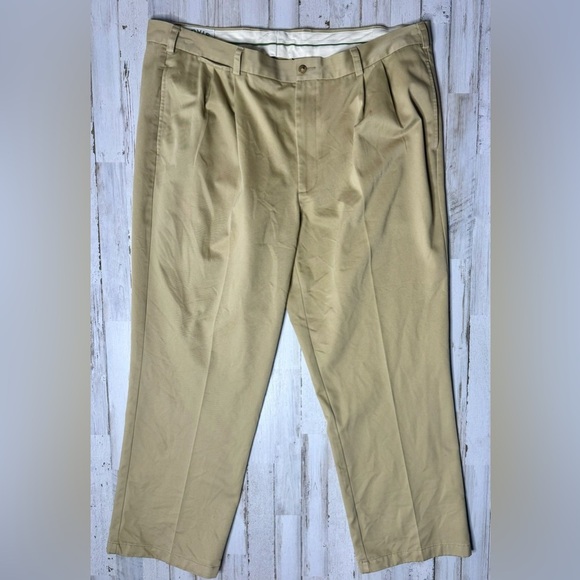 Orvis Pants Mens 42x30 Pleated Golf Straight Leg Casual Tan - Picture 2 of 11